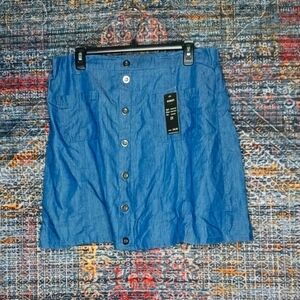 Robert Louis womens blue chambray faux button knee length stretch skirt 2X NWT